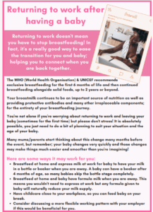 Returning to work after having a baby leaflet